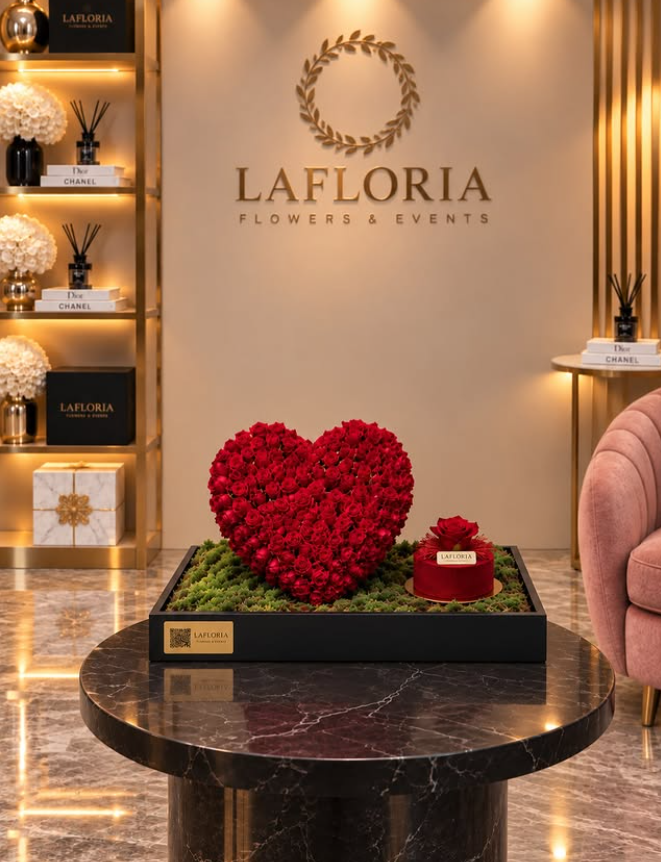 قلب ورد أحمر فاخر من La Floria